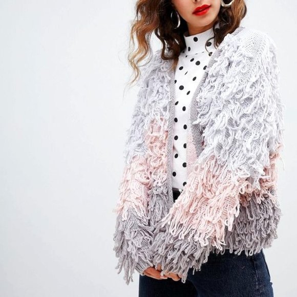 NEW LOOK Color Block Loop Knit Cardigan - Picture 1 of 6